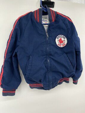 PYRAMID BOSTON RED SOX YOUTH 8 DUGOUT JACKET USA VTG 80’s 90’s MLB Zip Pockets